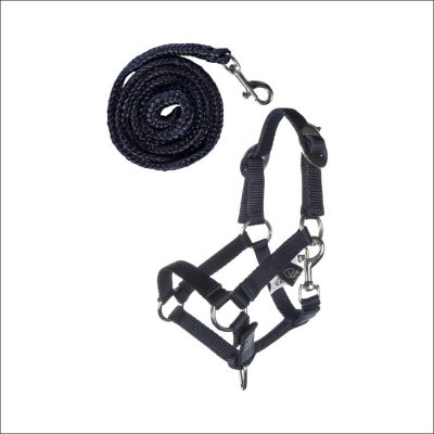Hobby Horsing Basic - Halfter und Strick - dunkelblau